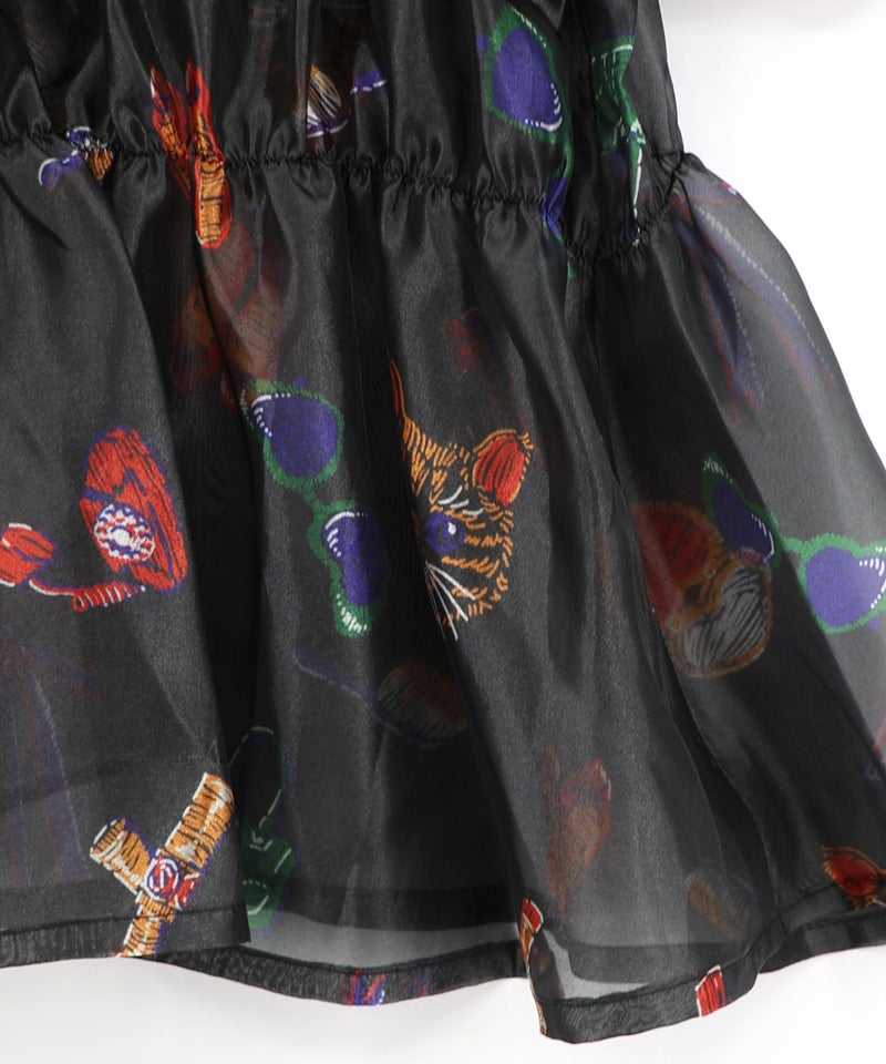 おしゃれネコちゃん柄シアーシャツ-18