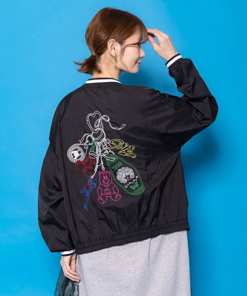 じゃらじゃらスカラーキーホルダー刺繍ブルゾン-1