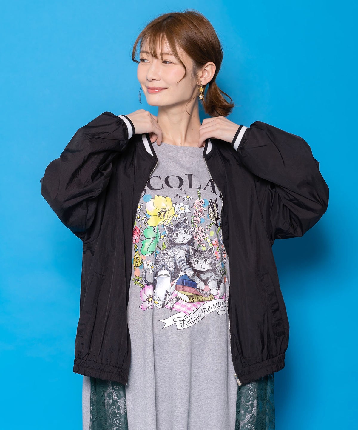 じゃらじゃらスカラーキーホルダー刺繍ブルゾン-2