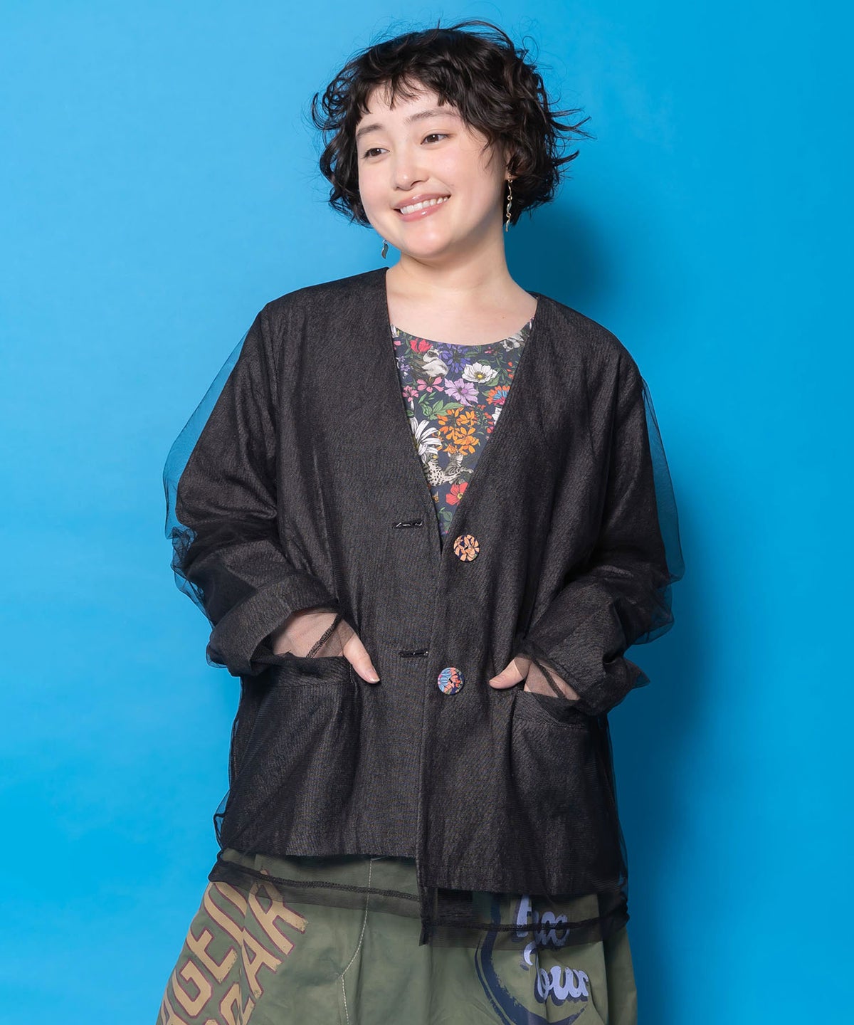 チュール重ねデニムジャケット-1