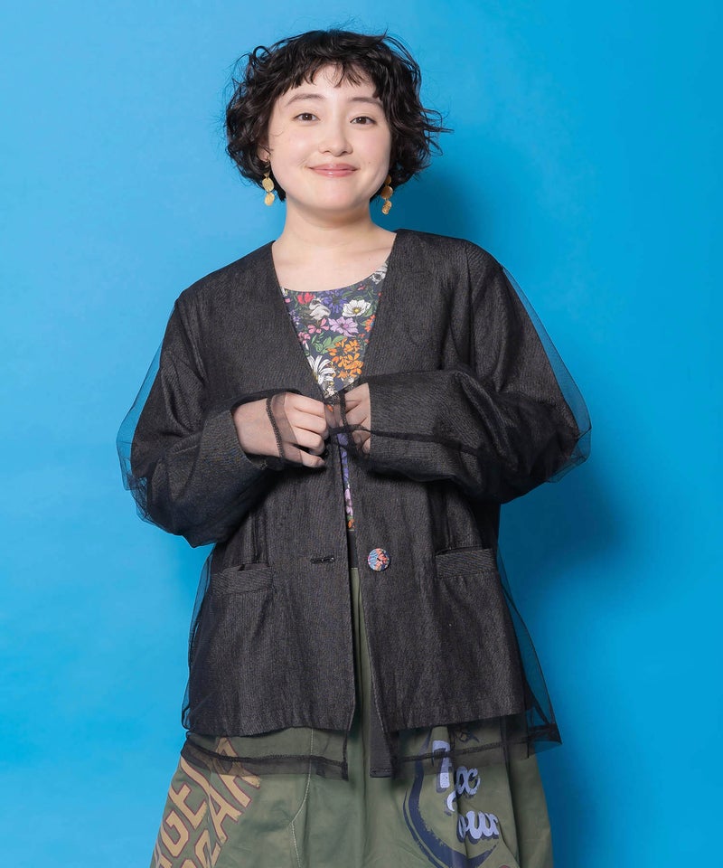 チュール重ねデニムジャケット-3