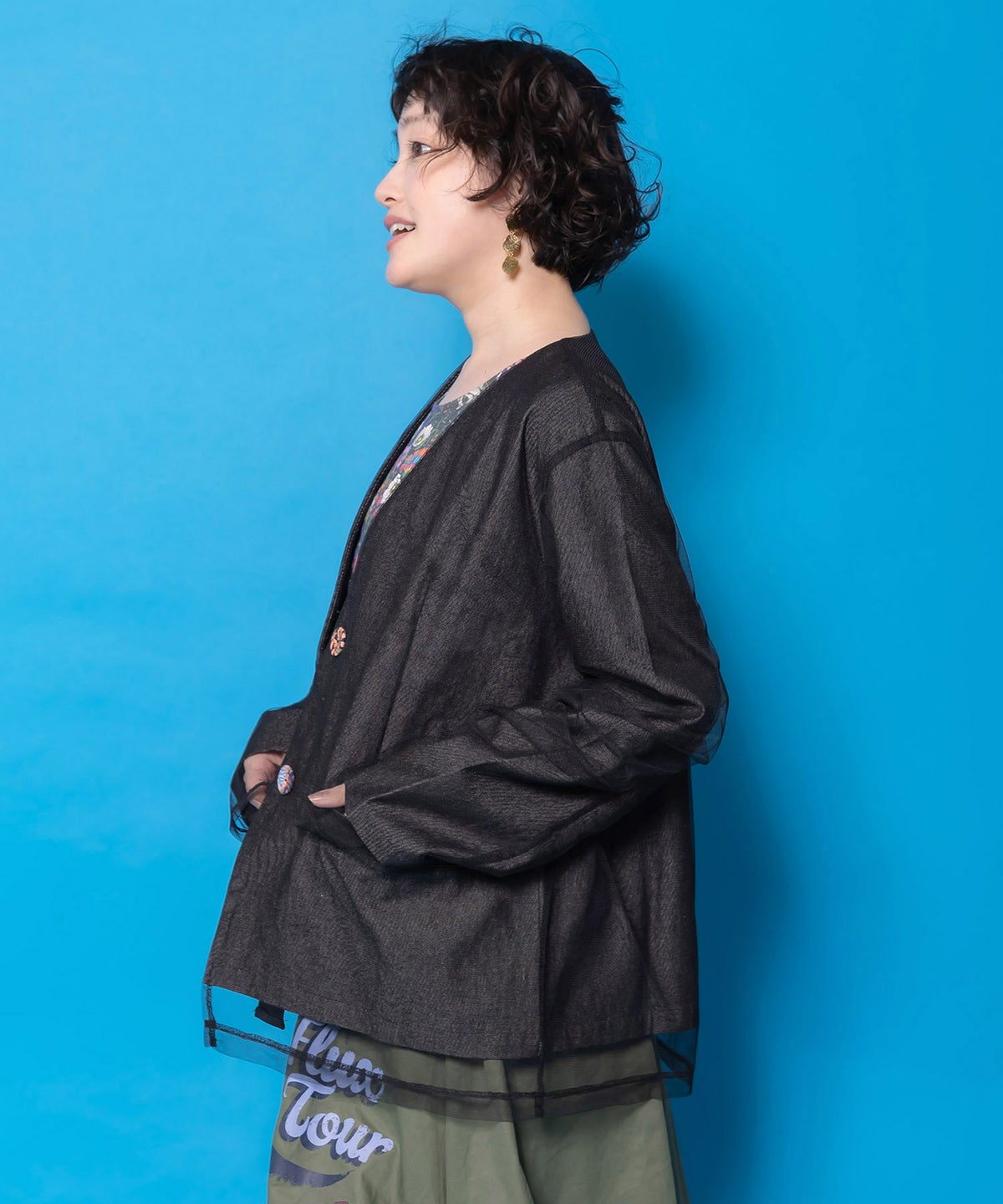 チュール重ねデニムジャケット-4