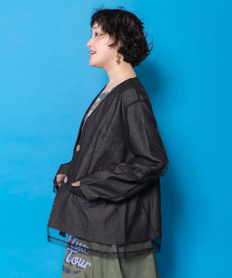 チュール重ねデニムジャケット-4