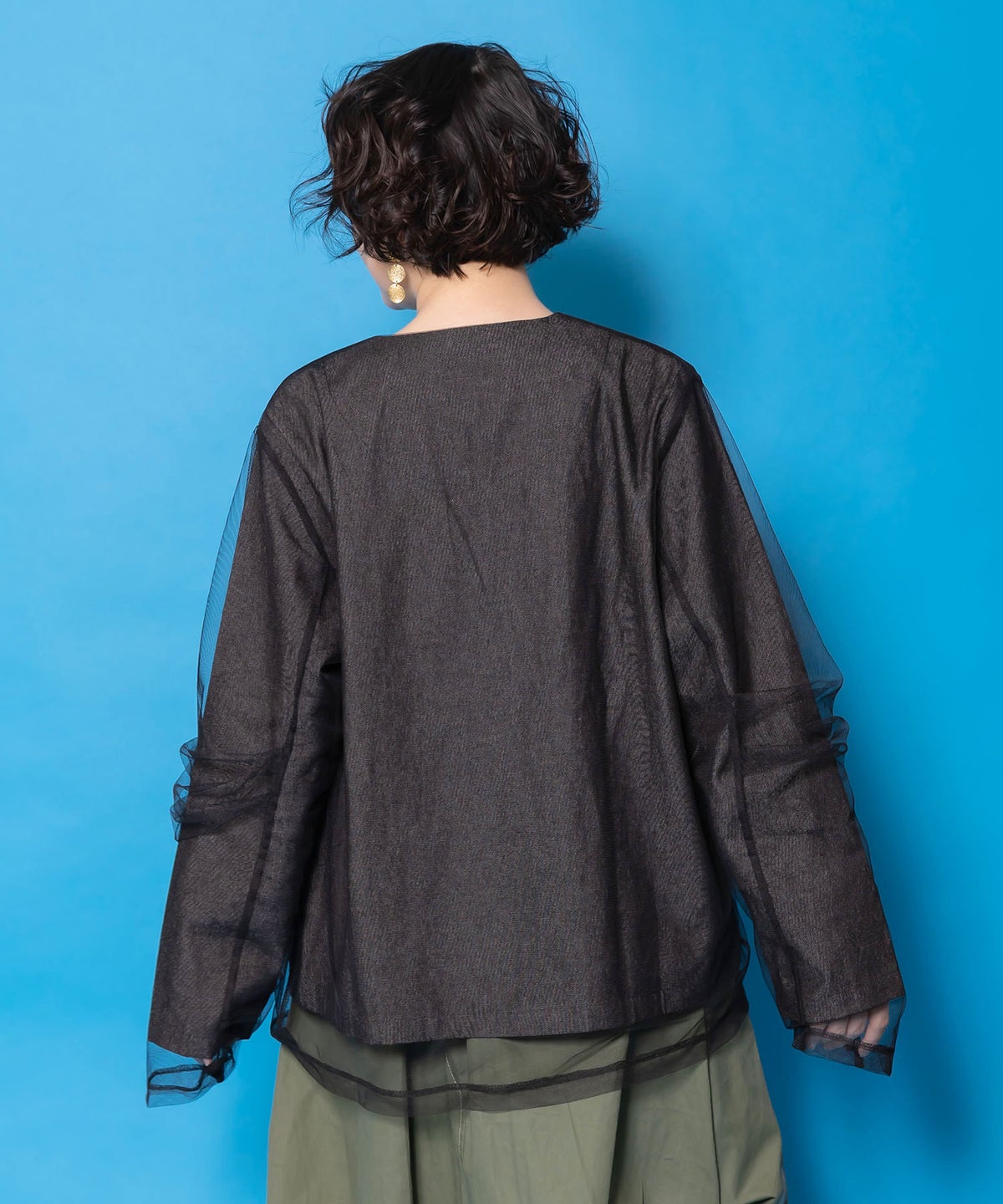 チュール重ねデニムジャケット-5