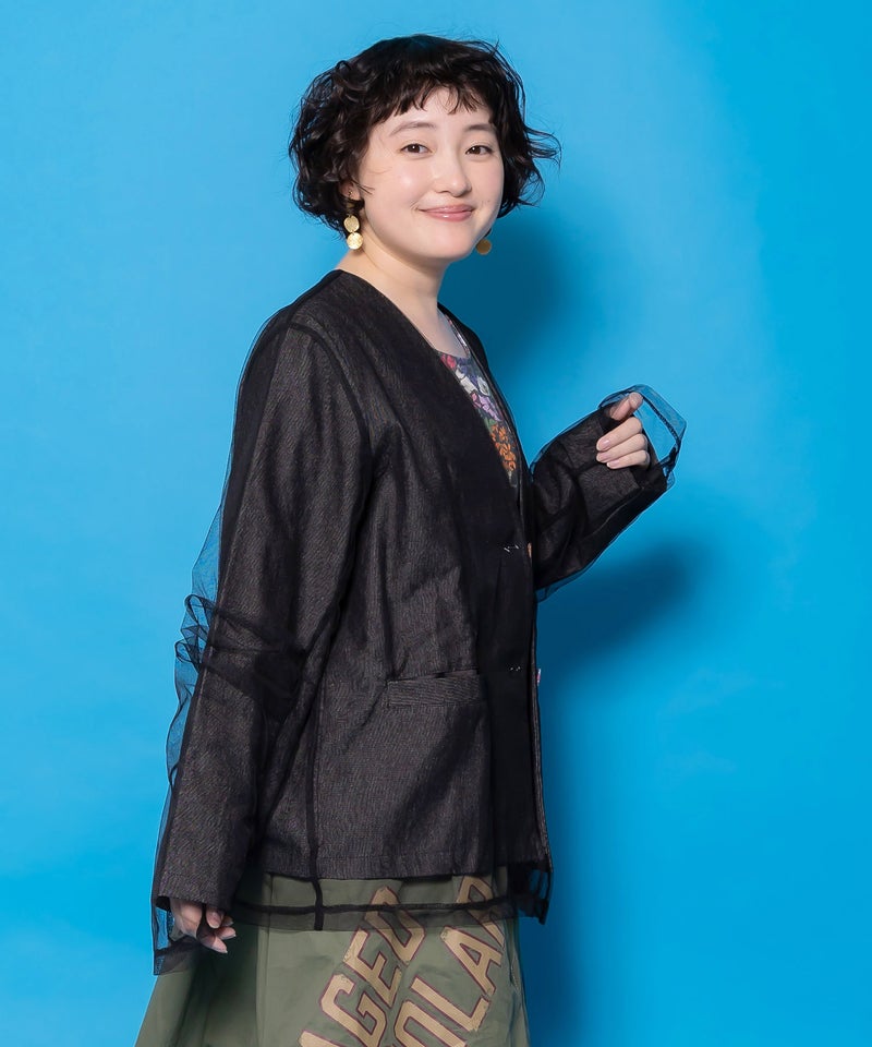 チュール重ねデニムジャケット-6