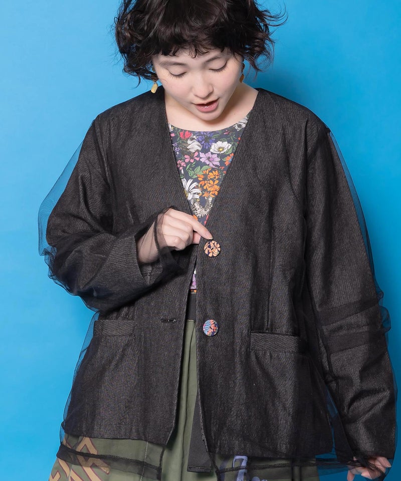 チュール重ねデニムジャケット-7