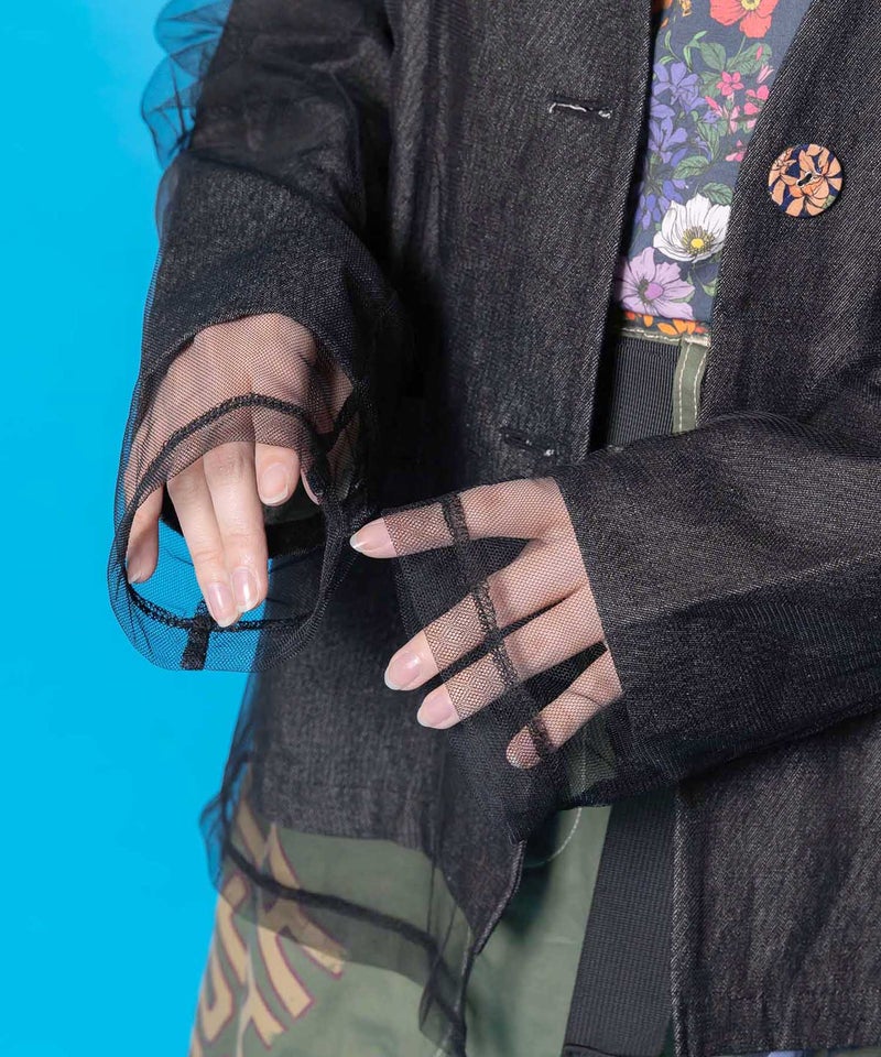 チュール重ねデニムジャケット-9