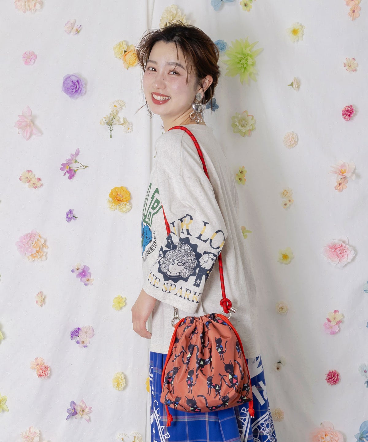 3柄展開 ネコショルダー巾着バッグ-3