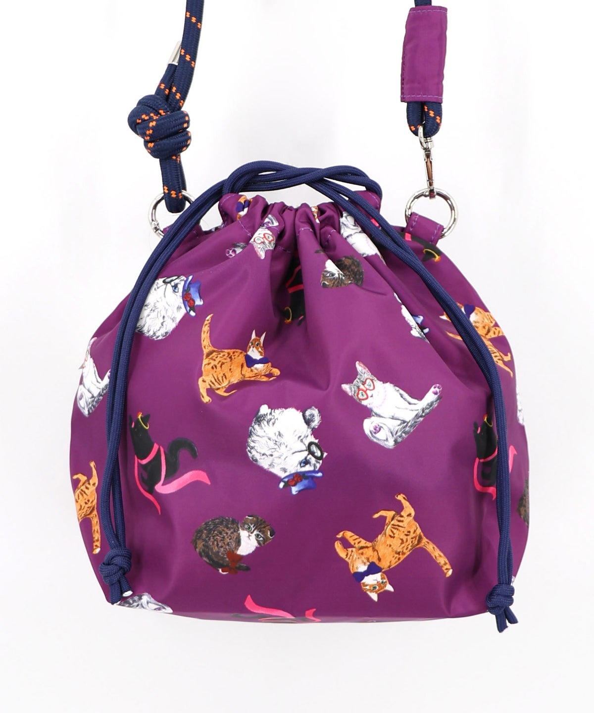 3柄展開 ネコショルダー巾着バッグ-12