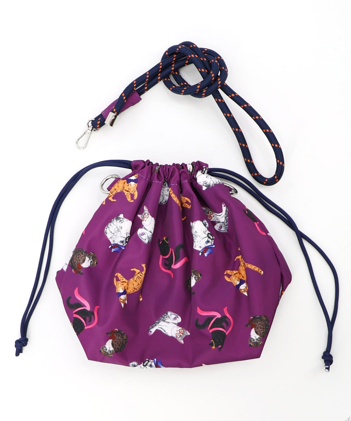 3柄展開 ネコショルダー巾着バッグ-16