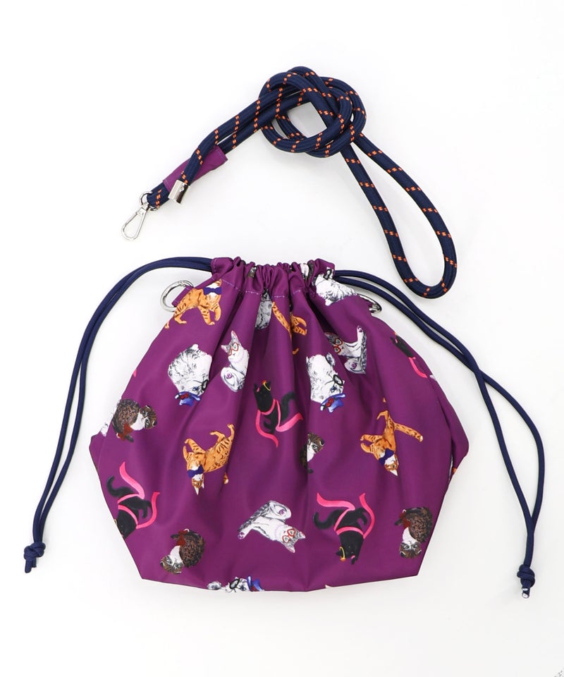 3柄展開 ネコショルダー巾着バッグ-16