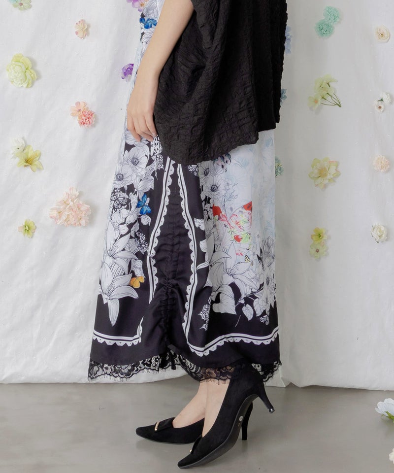 お花いっぱい レース×ドロスト付きスカート-6