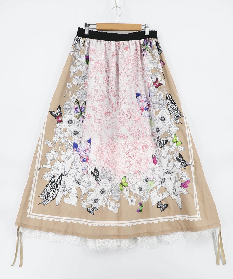 お花いっぱい レース×ドロスト付きスカート-11