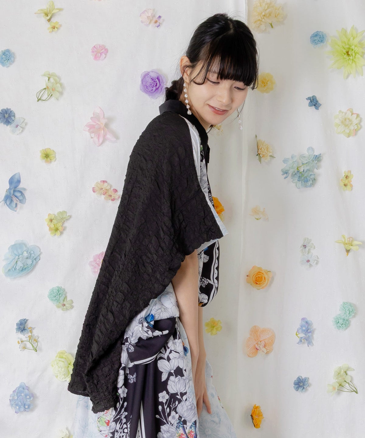 お花いっぱい アンティーク調シャツ-4