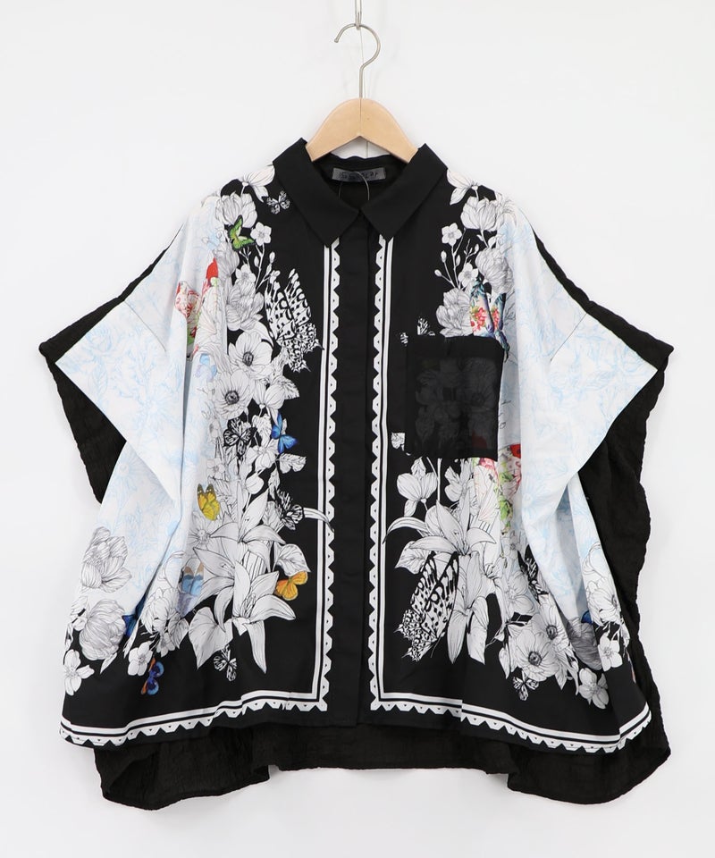 お花いっぱい アンティーク調シャツ-11