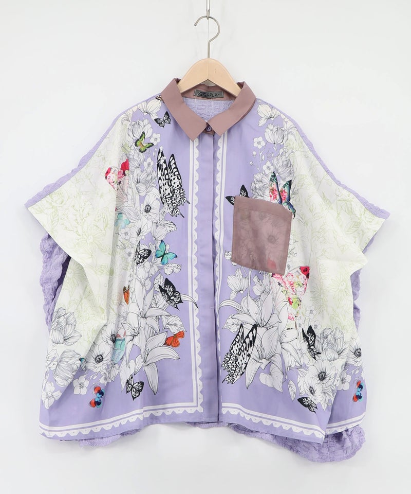 お花いっぱい アンティーク調シャツ-17