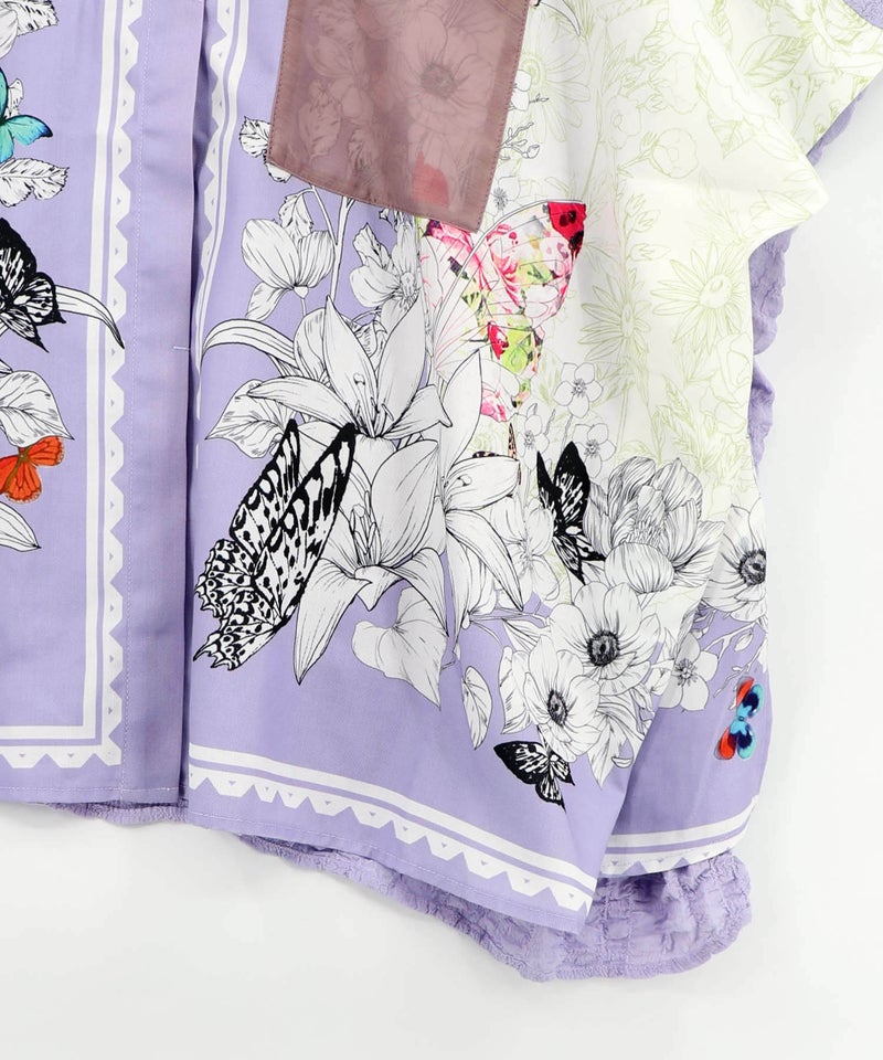 お花いっぱい アンティーク調シャツ-22