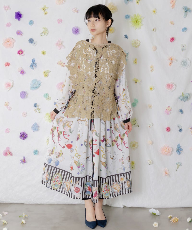 リボン付き蝶レースベスト-2