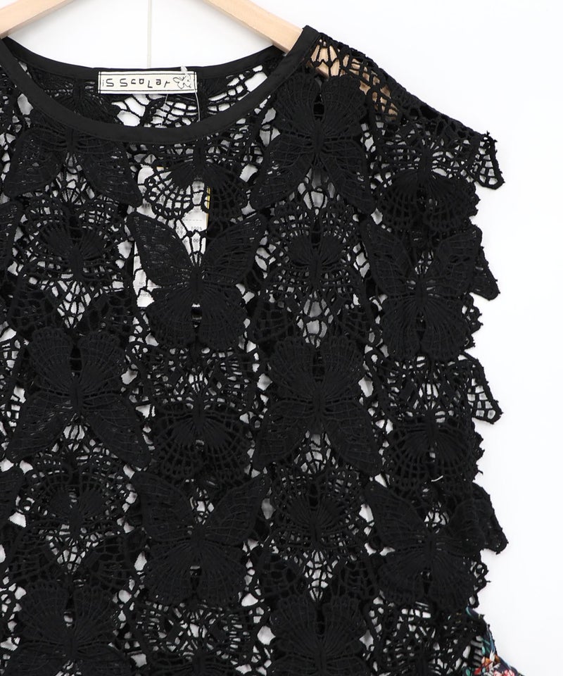 リボン付き蝶レースベスト-14