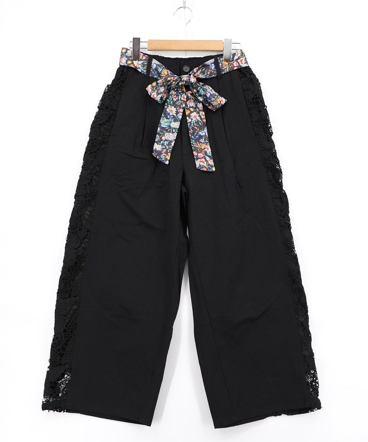 アジサイ柄リボンベルト付き蝶レースパンツ-8