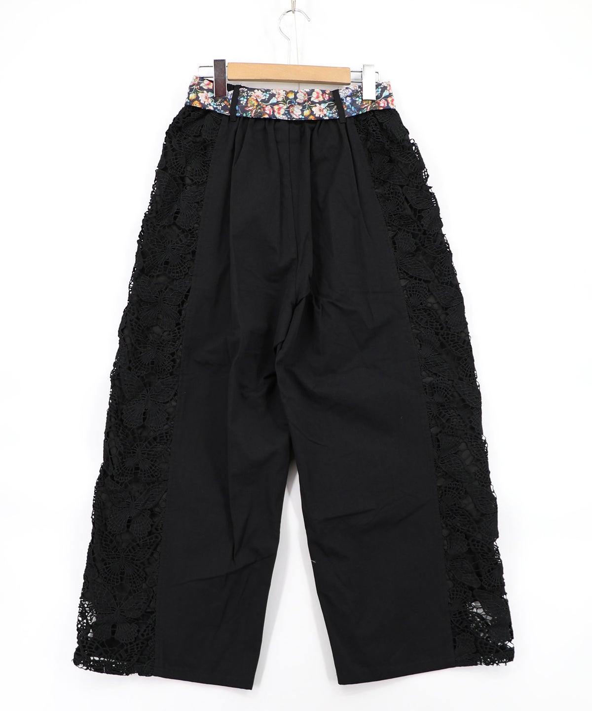 アジサイ柄リボンベルト付き蝶レースパンツ-9