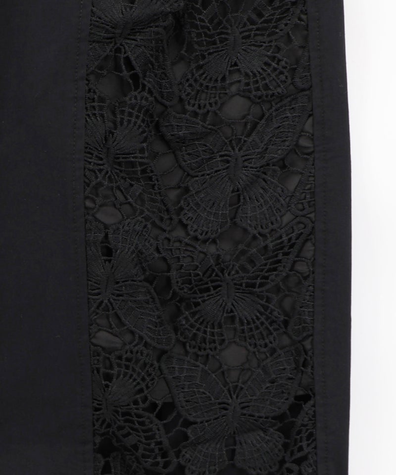 アジサイ柄リボンベルト付き蝶レースパンツ-10