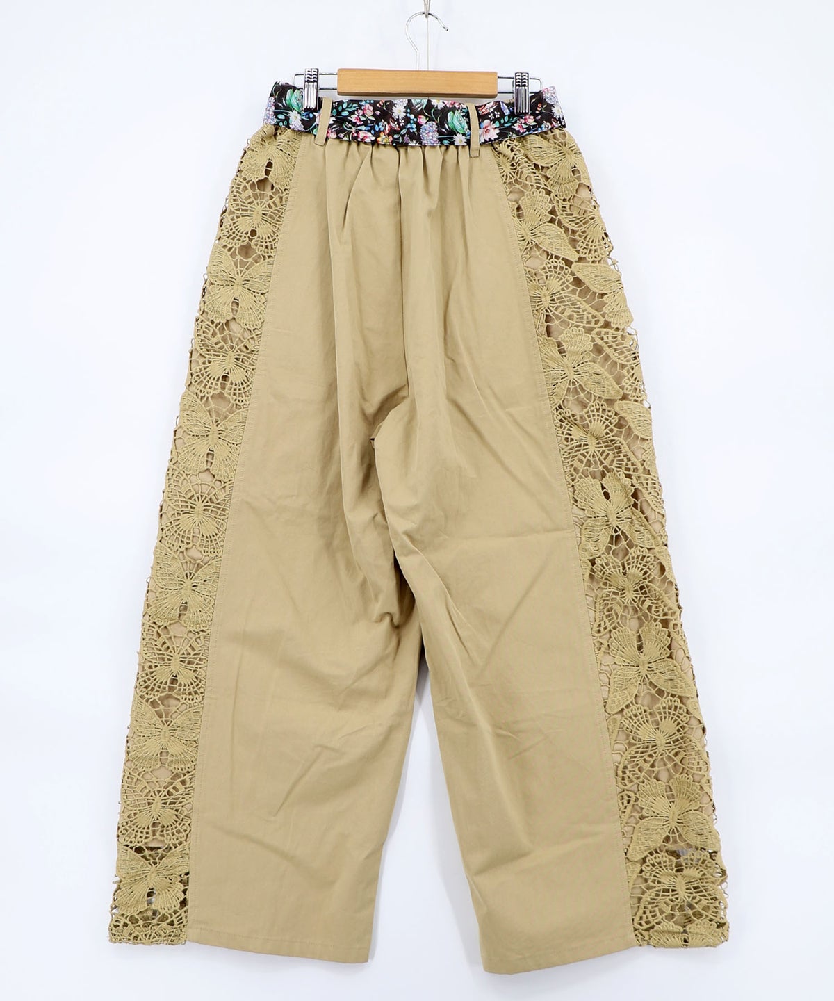 アジサイ柄リボンベルト付き蝶レースパンツ-12