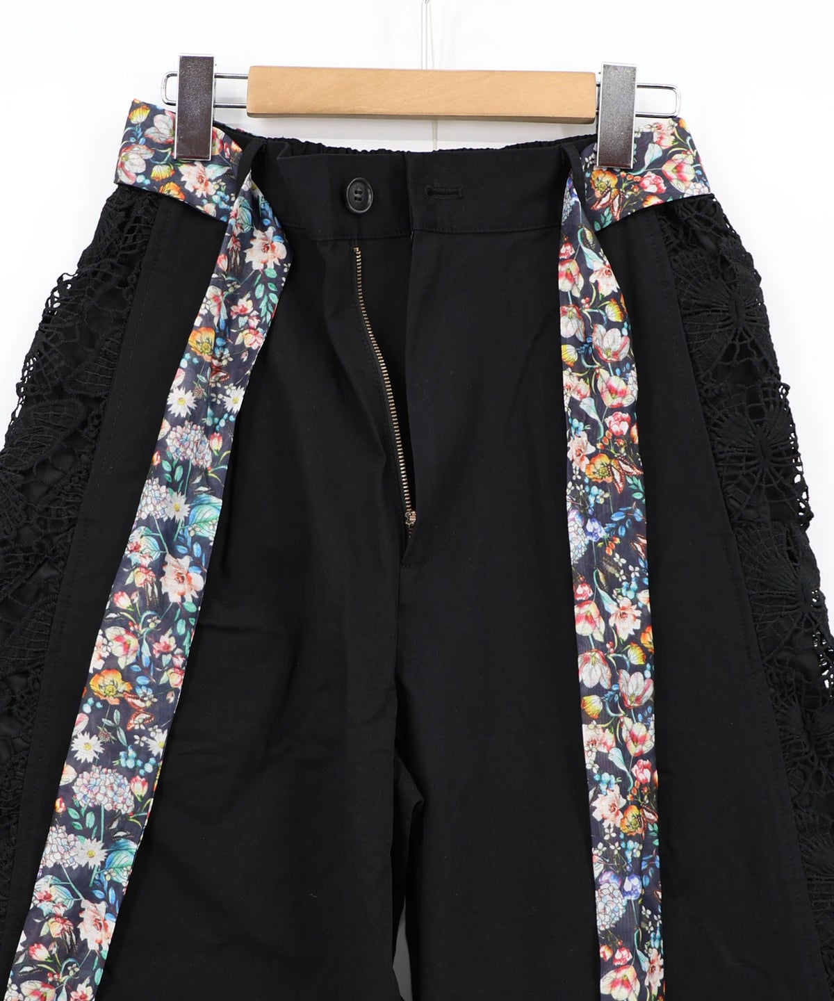アジサイ柄リボンベルト付き蝶レースパンツ-15