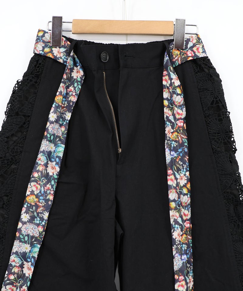 アジサイ柄リボンベルト付き蝶レースパンツ-15