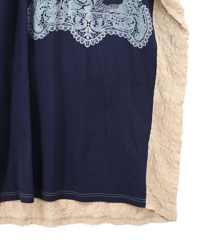 お城のレース風箔プリント異素材切替ワンピ-11