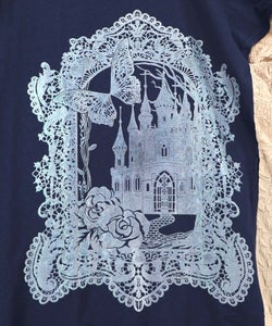 お城のレース風箔プリント異素材切替ワンピ-13