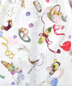 パリの朝食柄シャツワンピース-15