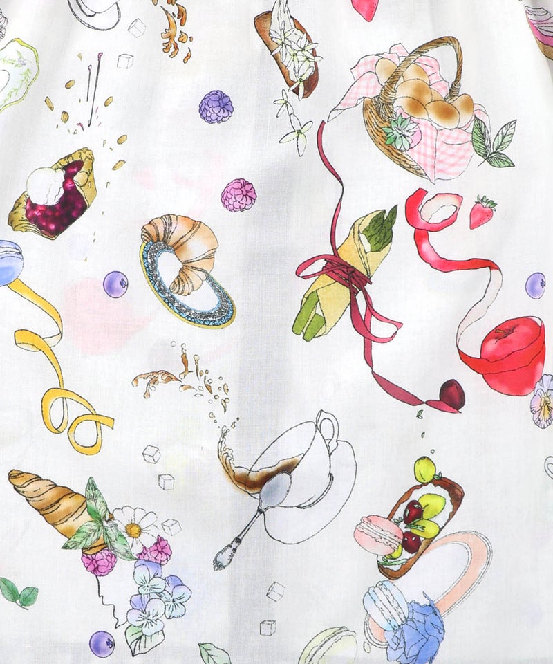 パリの朝食柄シャツワンピース-15