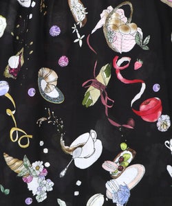 パリの朝食柄シャツワンピース-17