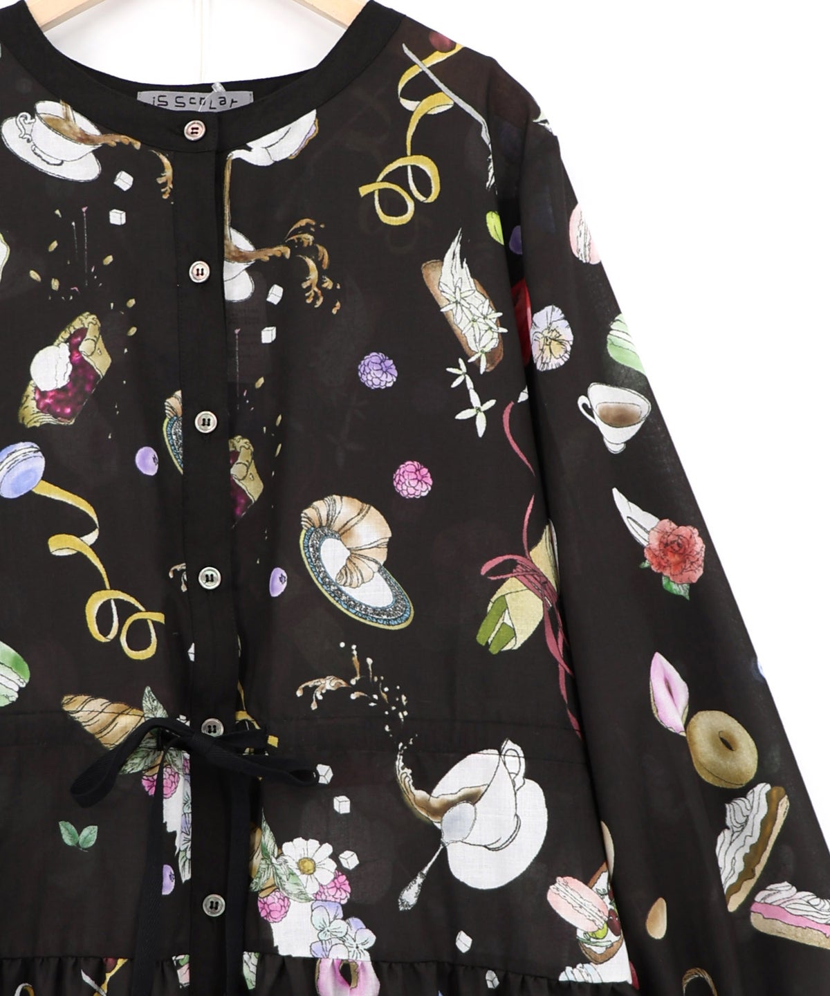 パリの朝食柄シャツワンピース-19