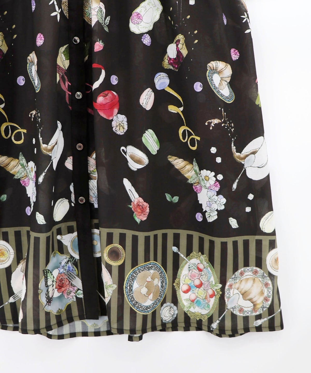 パリの朝食柄シャツワンピース-22