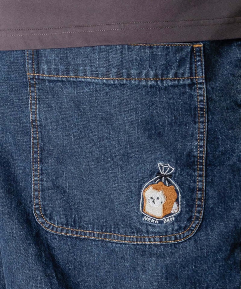 ネコパン刺繍 ツイルorデニムパンツ-8