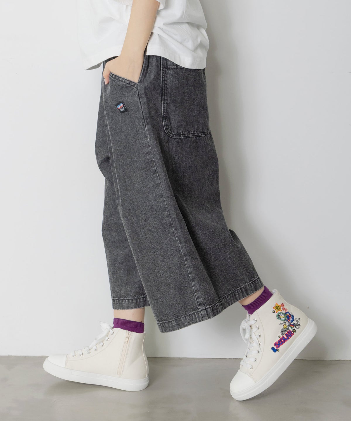 ネコパン刺繍 ツイルorデニムパンツ-11