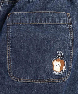 ネコパン刺繍 ツイルorデニムパンツ-25