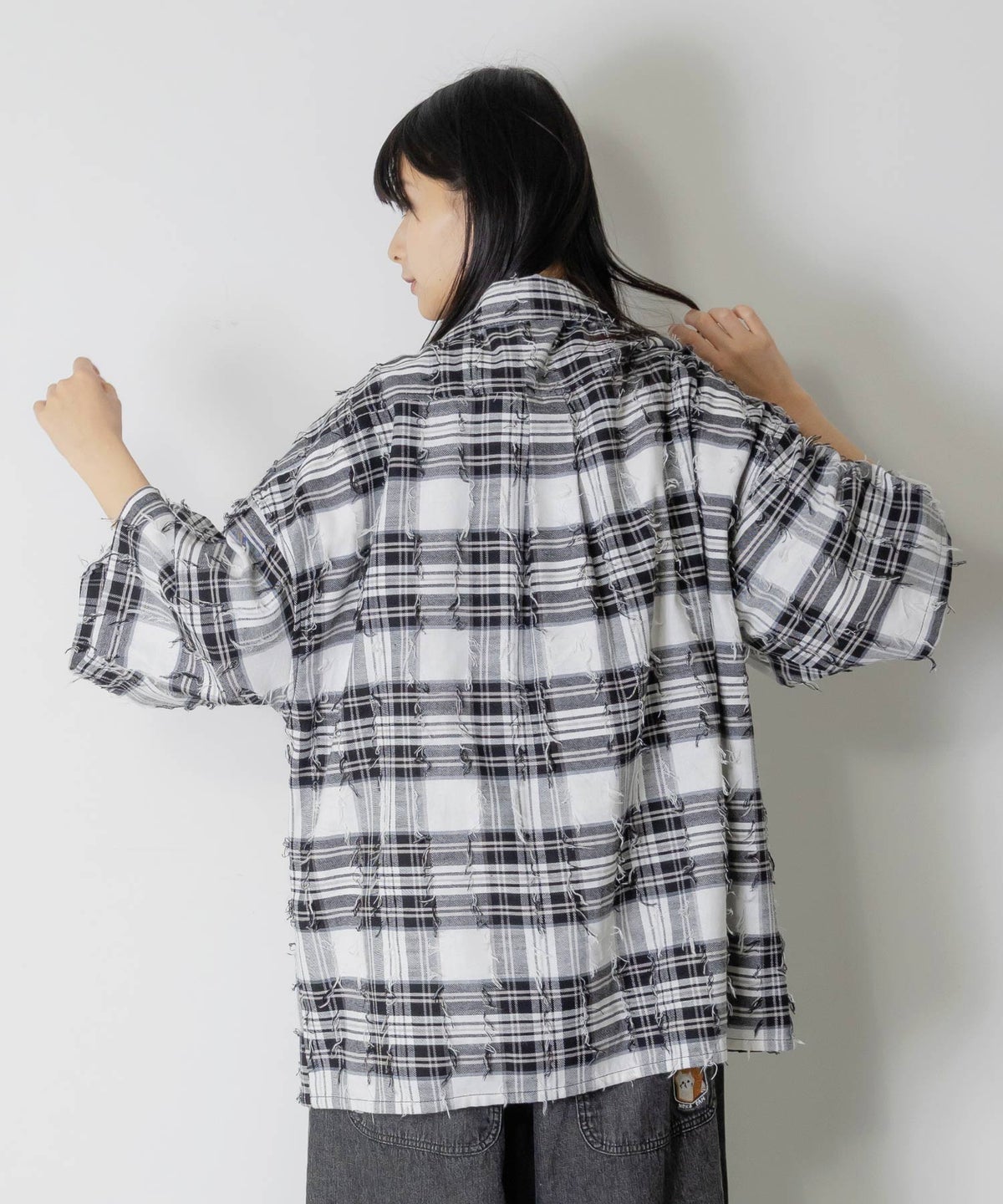ネコパン刺繍 ひげチェックorデニムシャツ-5