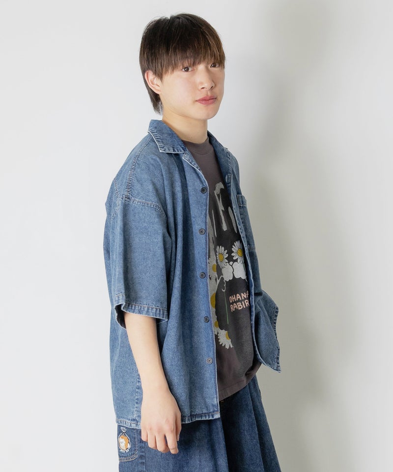 ネコパン刺繍 ひげチェックorデニムシャツ-10