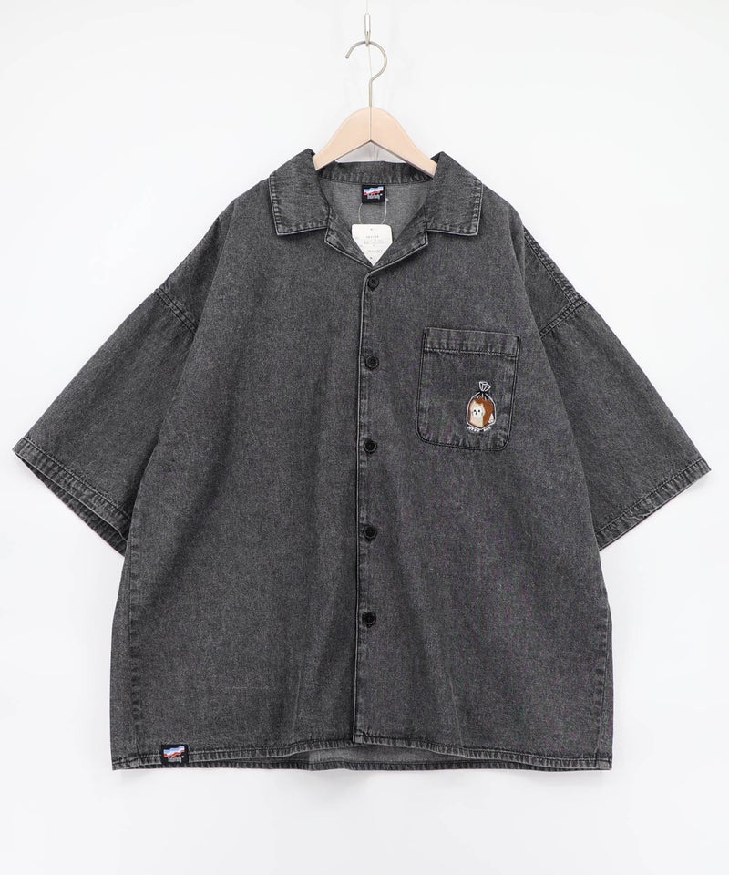 ネコパン刺繍 ひげチェックorデニムシャツ-13