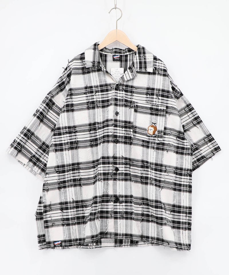 ネコパン刺繍 ひげチェックorデニムシャツ-16