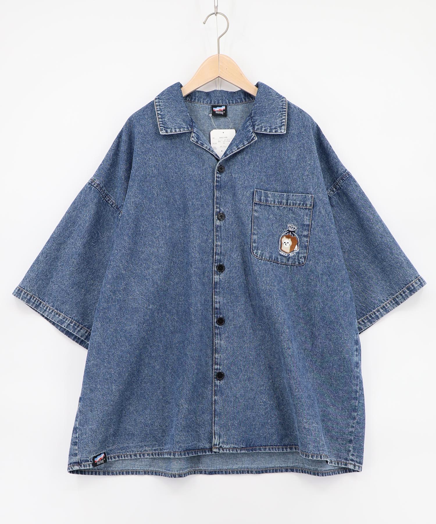 ScoLar Parity ネコパン刺繍 ひげチェックorデニムシャツ 362105：ネコパン刺繍 ひげチェックorデニムシャツの通販-ScoLar