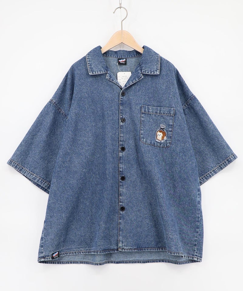 ネコパン刺繍 ひげチェックorデニムシャツ-19