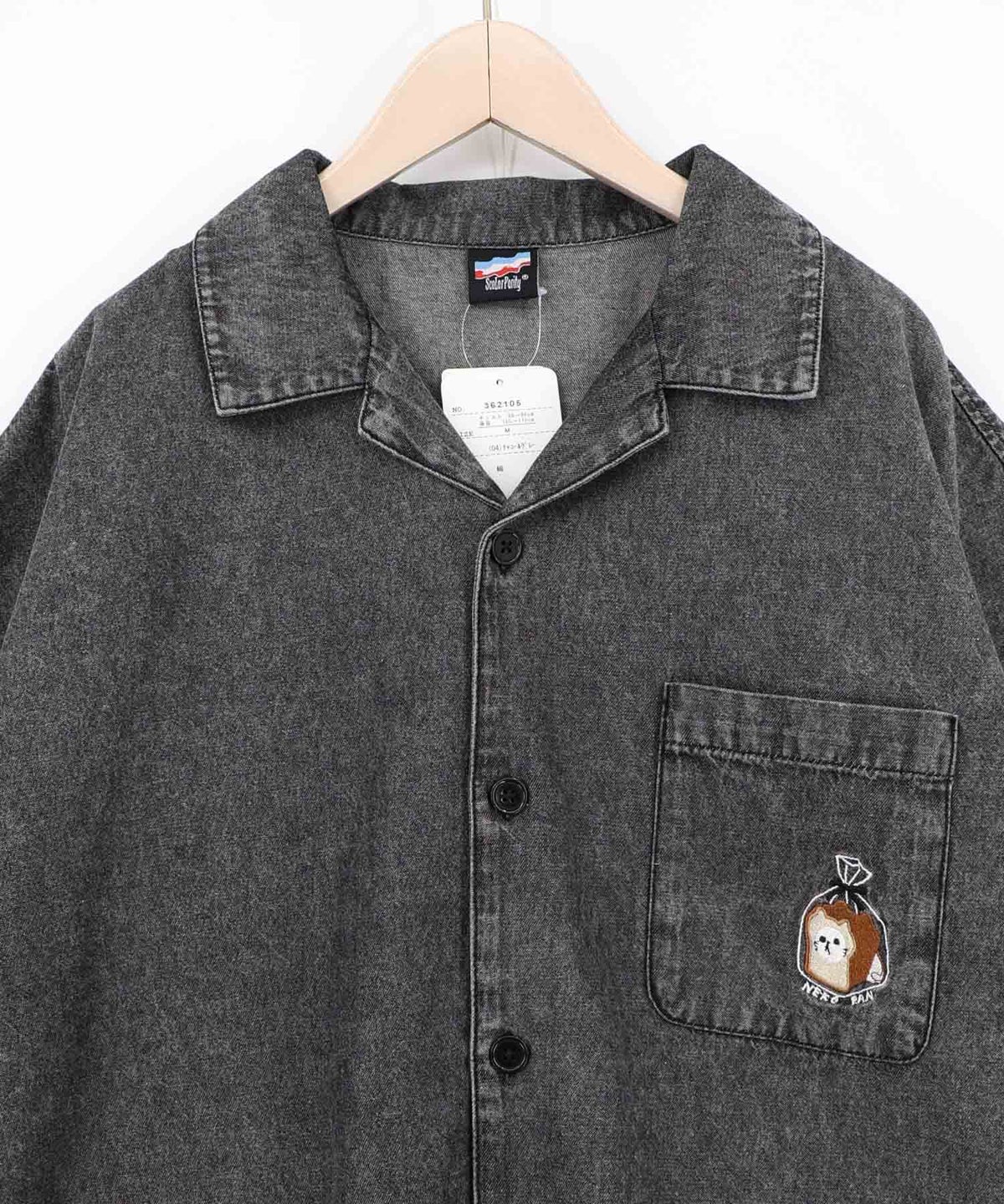 ネコパン刺繍 ひげチェックorデニムシャツ-22