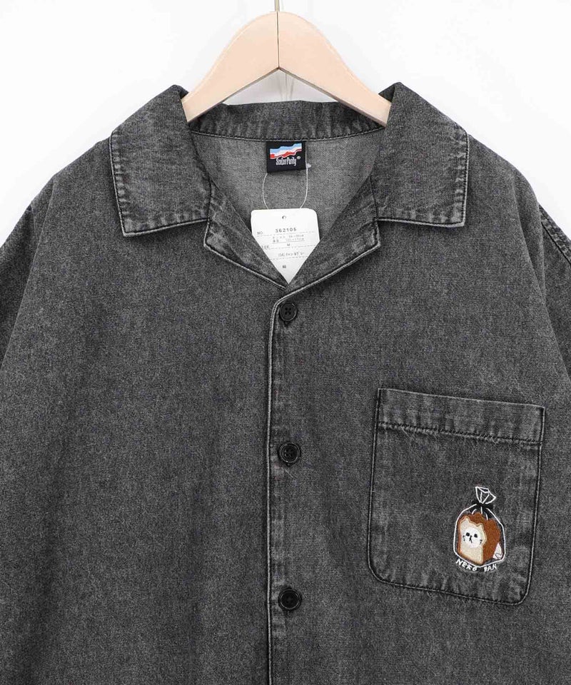 ネコパン刺繍 ひげチェックorデニムシャツ-22