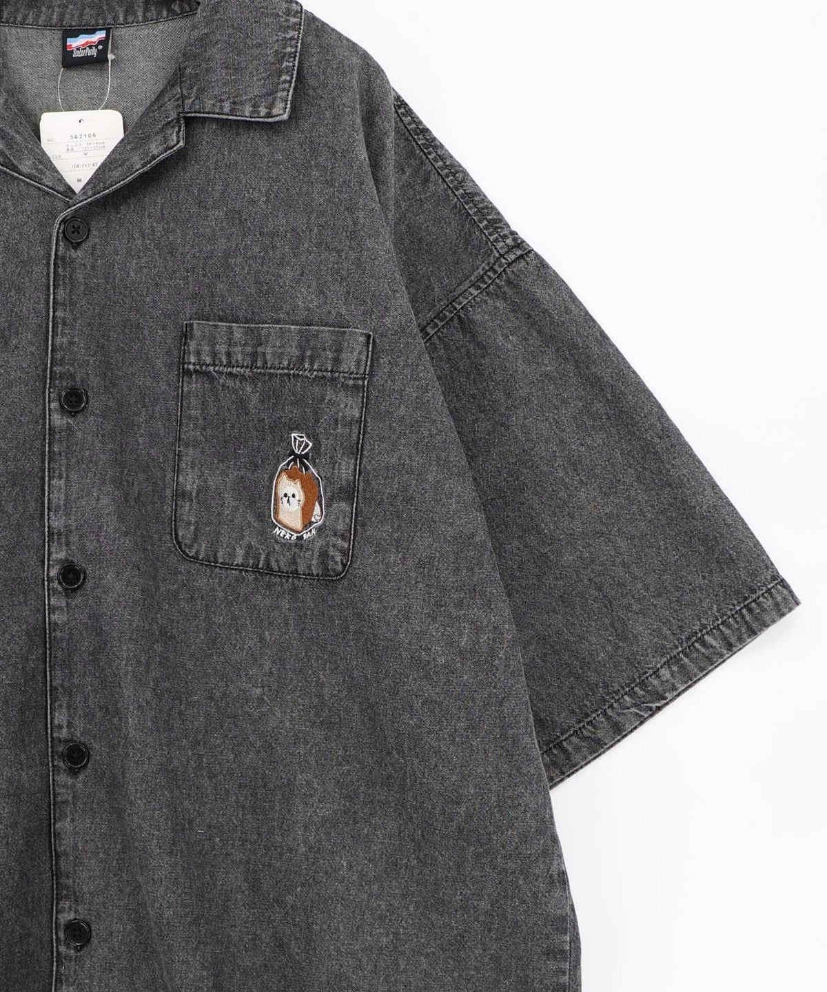 ネコパン刺繍 ひげチェックorデニムシャツ-23