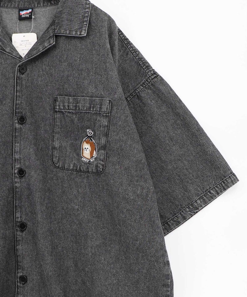 ネコパン刺繍 ひげチェックorデニムシャツ-23