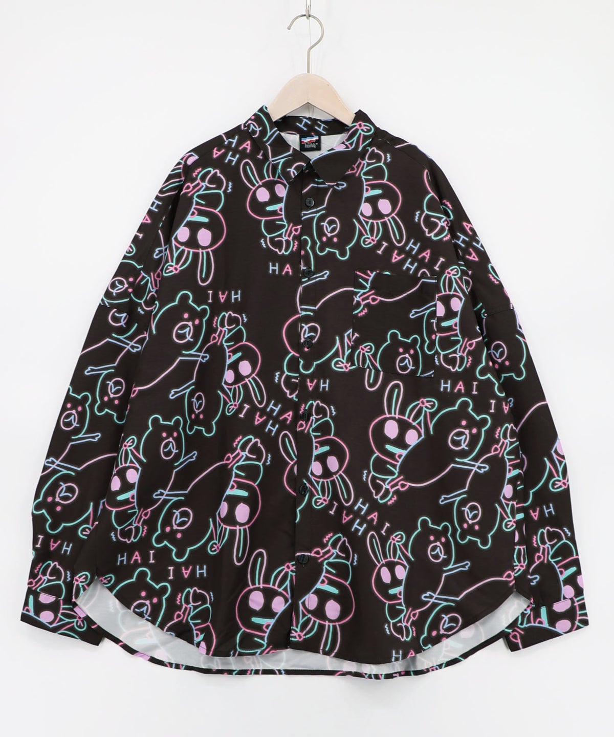組体操クマとうさぎネオンサイン風シャツ-12